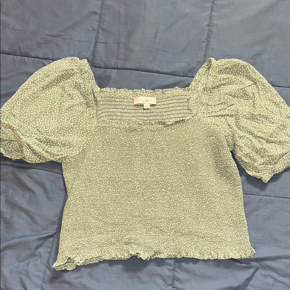 LOFT Sage Puff Sleeve Blouse